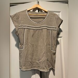 Garnet Hill Light Grey Garnet Hill Babydoll Blouse, size L
